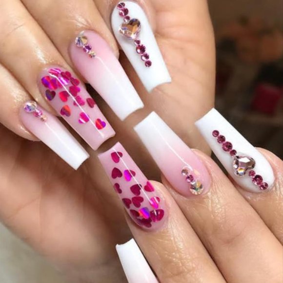 Heart Shape Nail Art Glitter Flakes 3D - Picture 3 of 4